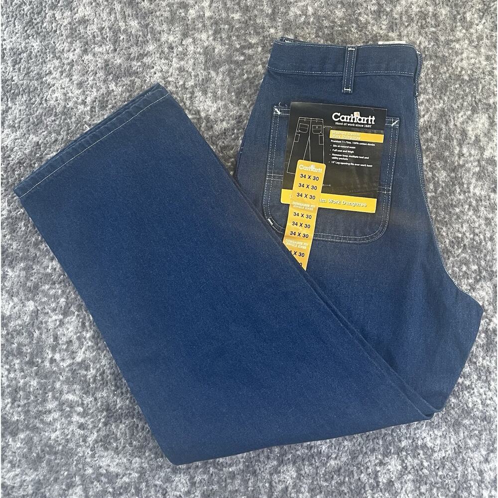 New Carhartt Dungaree Fit Washed Denim Work Dungaree 34x30 Single Knee